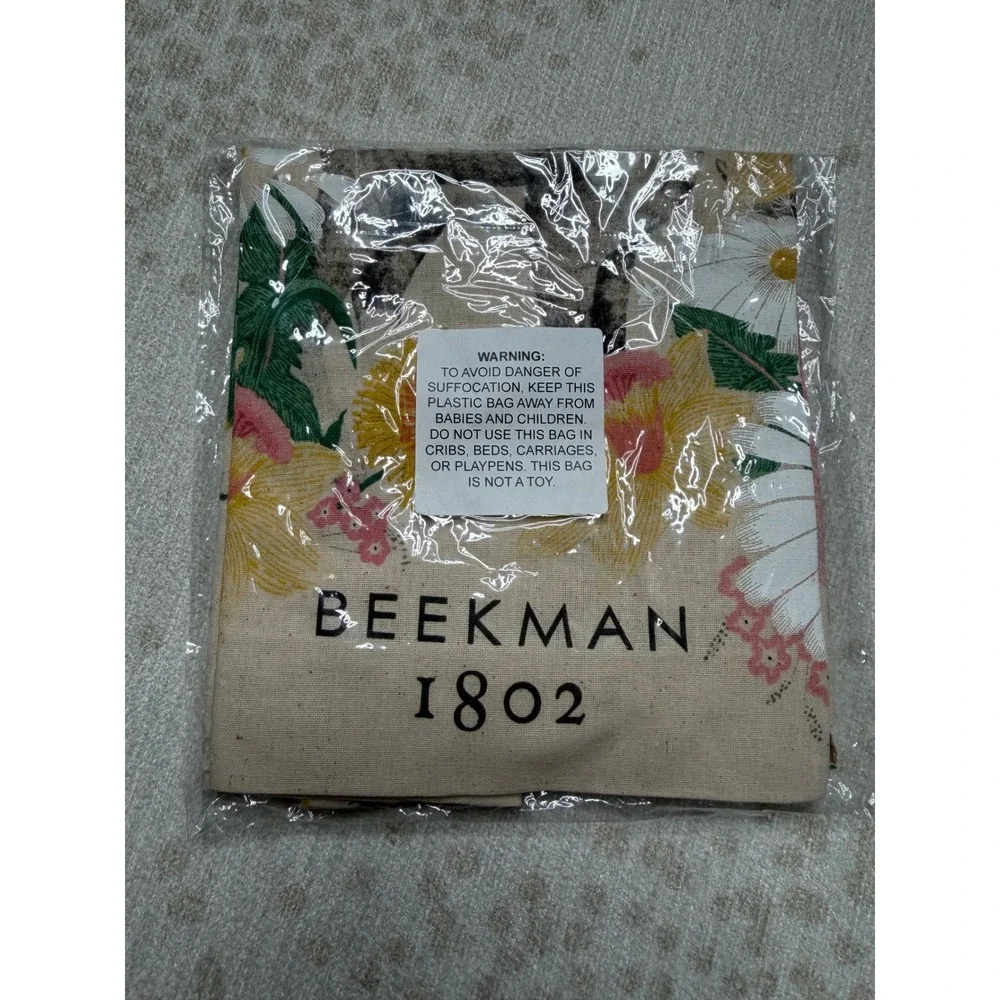 BEEKMAN 1802 Tote Bag Beige Floral Goat Botanical Baby Goat Women's OS‎ New